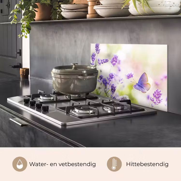 Spatscherm keuken - Lavendeldroom met Vlinder — 2
