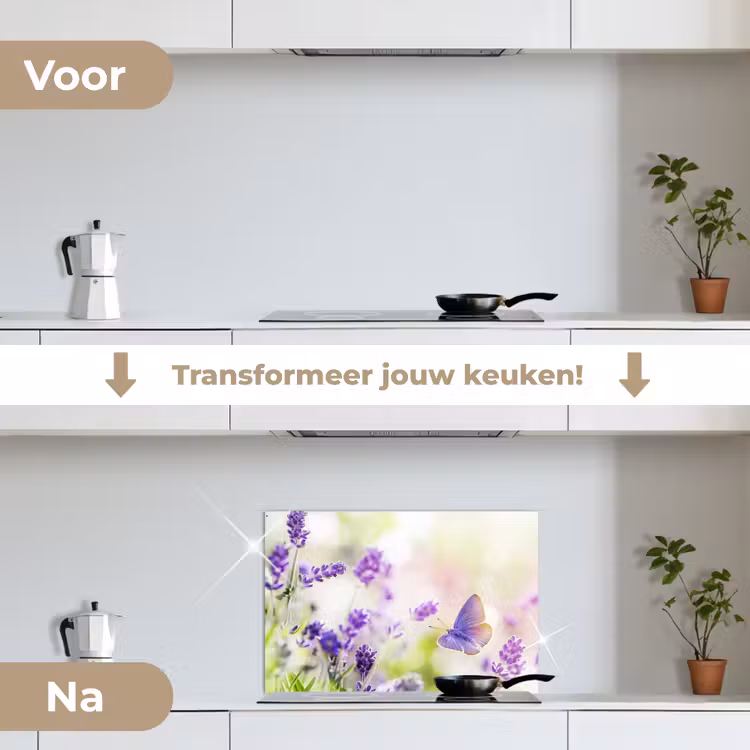 Spatscherm keuken - Lavendeldroom met Vlinder — 7