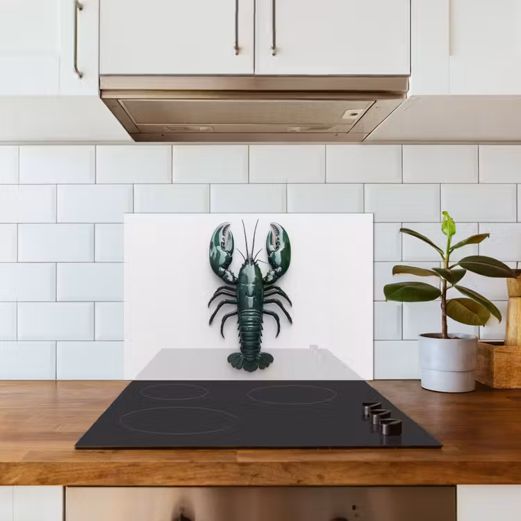 Spatscherm keuken - Kreeft - Glossier - Groen - Wit — 3