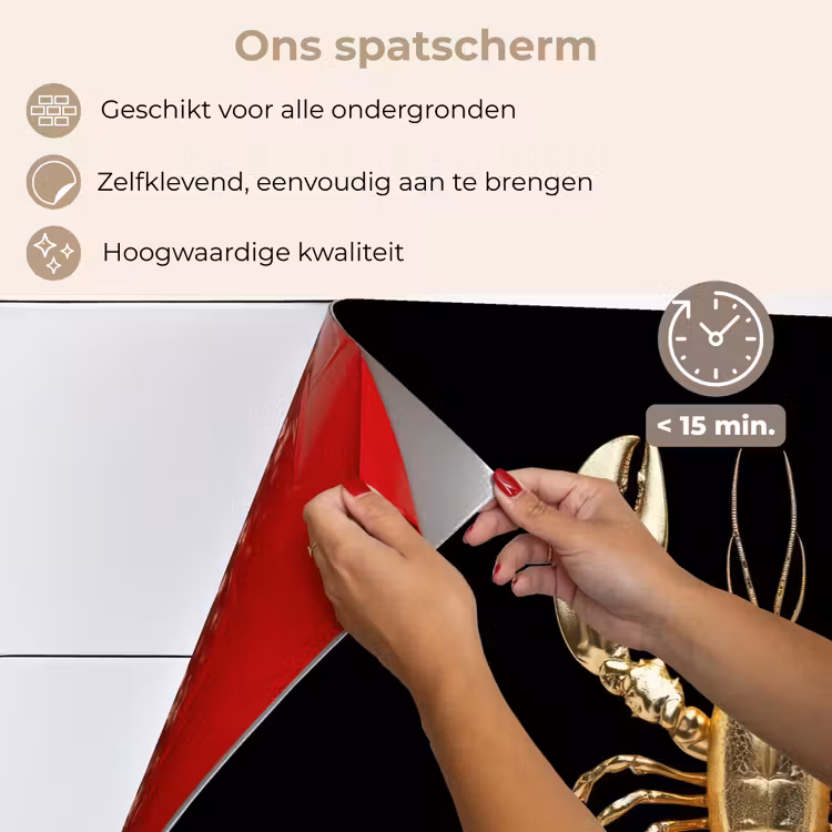 Spatscherm keuken - Kreeft - Goud - Textuur - Zwart — 4