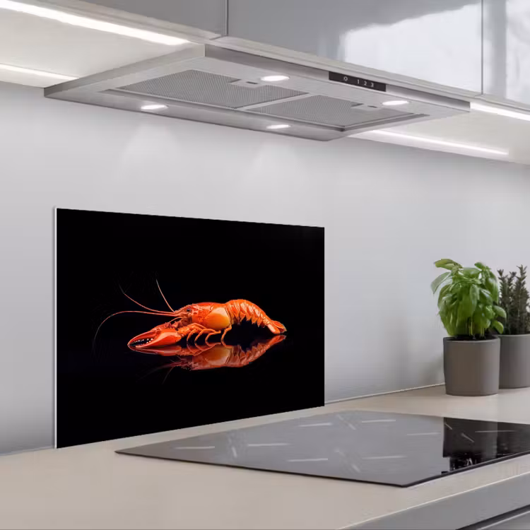 Spatscherm keuken - Kreeft - Oranje - Zwart - Opvallend — 1