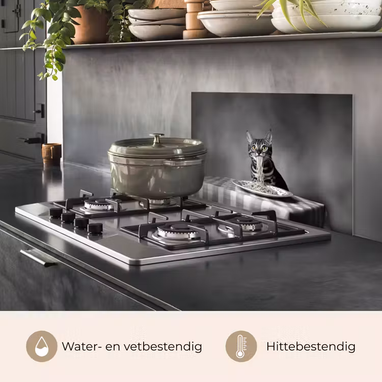 Spatscherm keuken - Bengaal - Kat - Tafelkleed - Zwart - Wit - Dier — 2