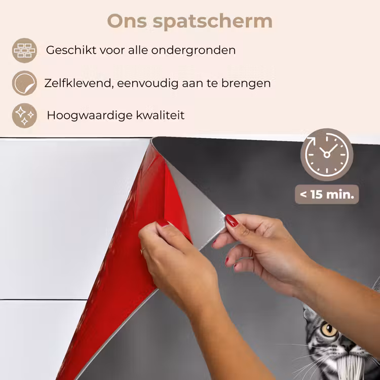 Spatscherm keuken - Bengaal - Kat - Tafelkleed - Zwart - Wit - Dier — 4