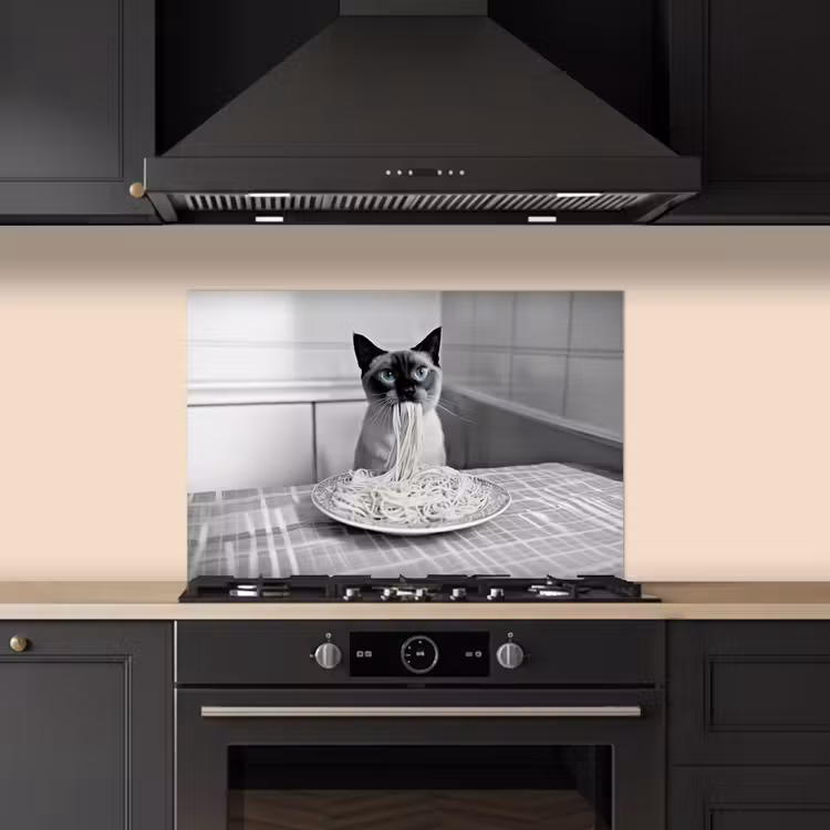 Spatscherm keuken - Kat - Siamees - Zwart Wit - Schattig - Dieren — 5