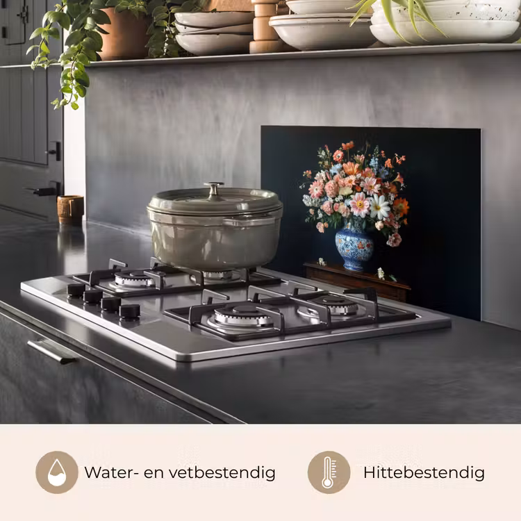 Spatscherm keuken - Hout - Vaas - Kleuren - Bloemen — 2