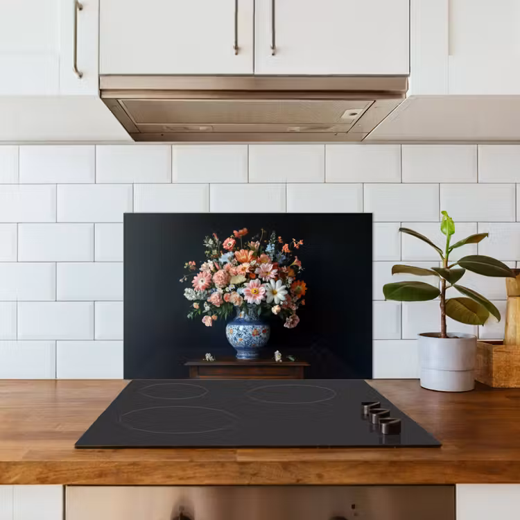 Spatscherm keuken - Hout - Vaas - Kleuren - Bloemen — 3