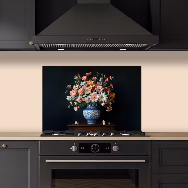 Spatscherm keuken - Hout - Vaas - Kleuren - Bloemen — 5