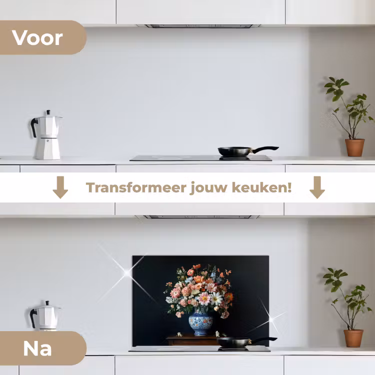 Spatscherm keuken - Hout - Vaas - Kleuren - Bloemen — 7