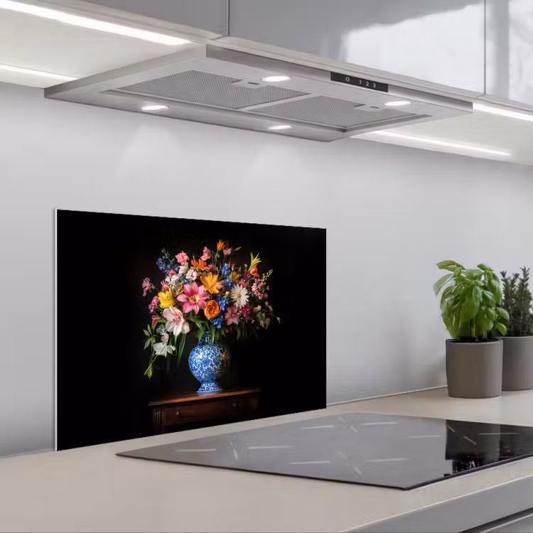 Spatscherm keuken - Kleur - Vaas - Bloemen - Boeket — 1