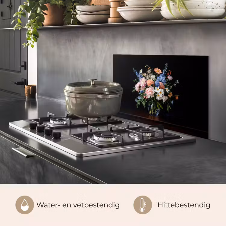 Spatscherm keuken - Pastel - Bloemen - Glazen - Vaas — 2