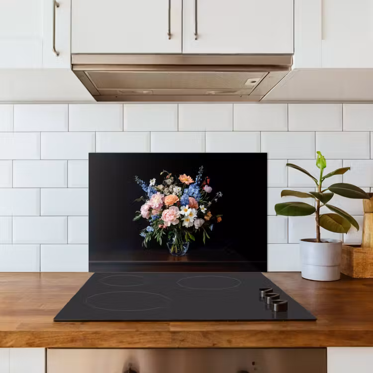 Spatscherm keuken - Pastel - Bloemen - Glazen - Vaas — 3