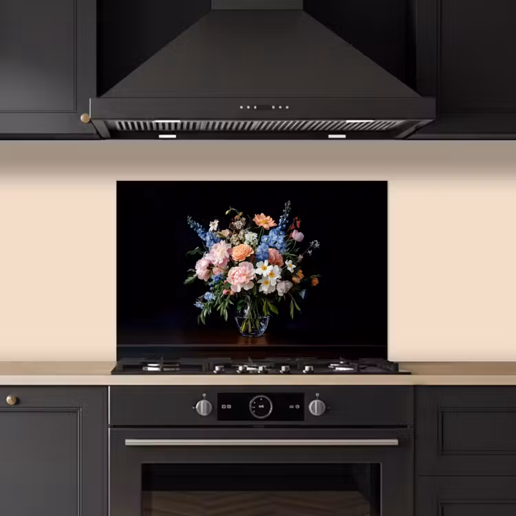 Spatscherm keuken - Pastel - Bloemen - Glazen - Vaas — 5