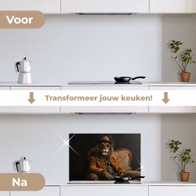 Spatscherm keuken - Bril - Leeuw - Bank - Hoed — 7