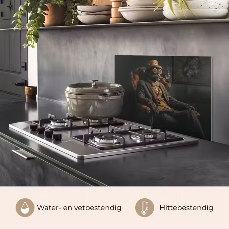 Spatscherm keuken - Kat - Pak - Oranje - Sigaar — 2