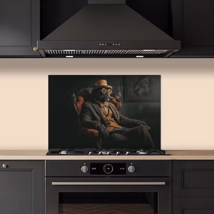 Spatscherm keuken - Kat - Pak - Oranje - Sigaar — 5