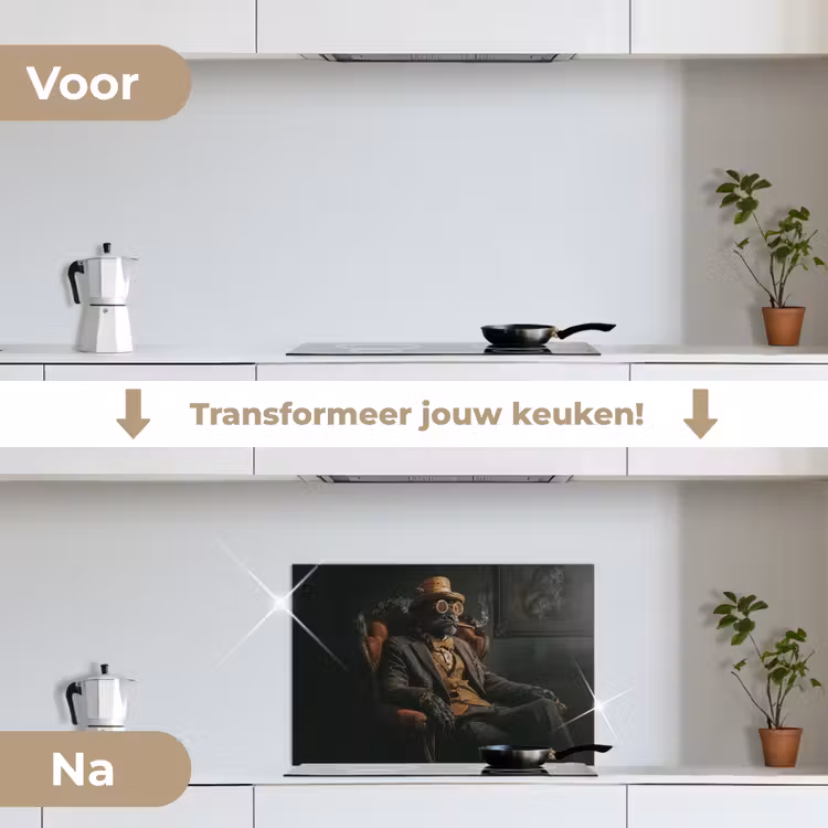 Spatscherm keuken - Kat - Pak - Oranje - Sigaar — 7