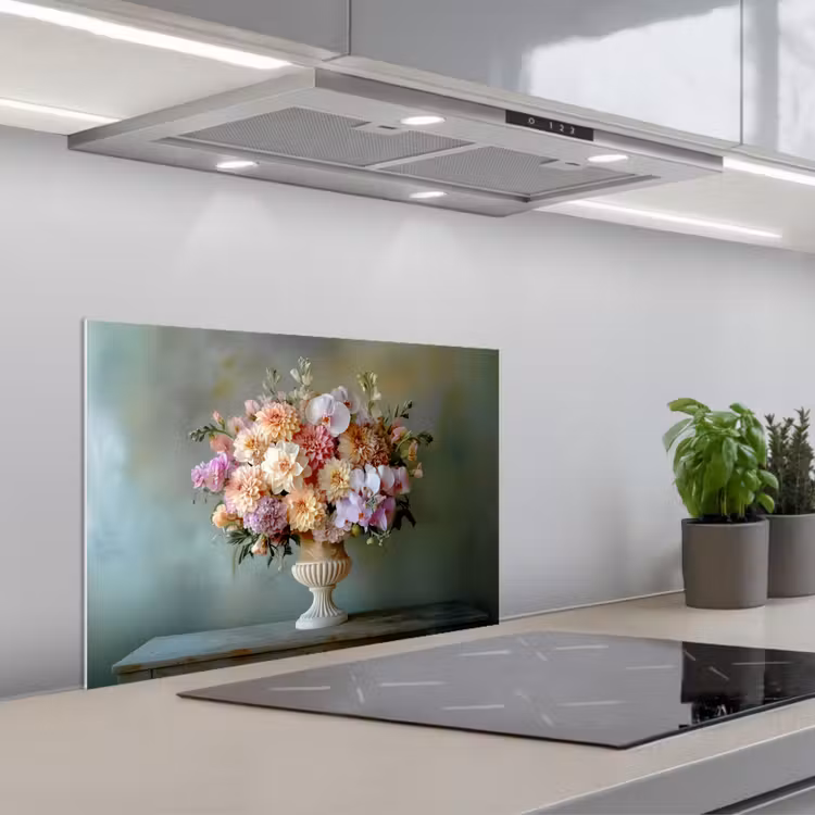 Spatscherm keuken - Orchidee - Boeket - Vaas - Bloemen — 1