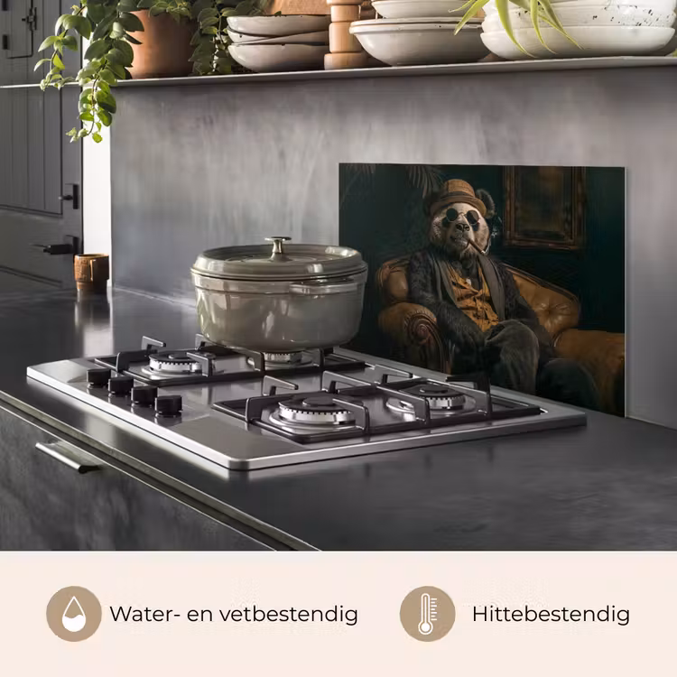 Spatscherm keuken - Panda - Hoed - Bril - Pak — 2
