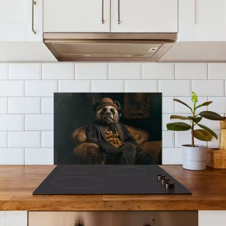 Spatscherm keuken - Panda - Hoed - Bril - Pak — 3