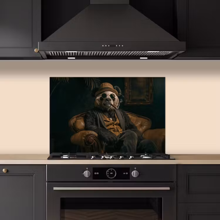 Spatscherm keuken - Panda - Hoed - Bril - Pak — 5