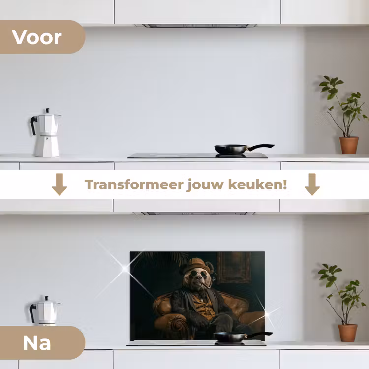 Spatscherm keuken - Panda - Hoed - Bril - Pak — 7