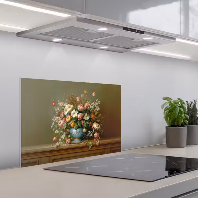 Spatscherm keuken - Vaas - Pastel - Kleuren - Bloemen — 1