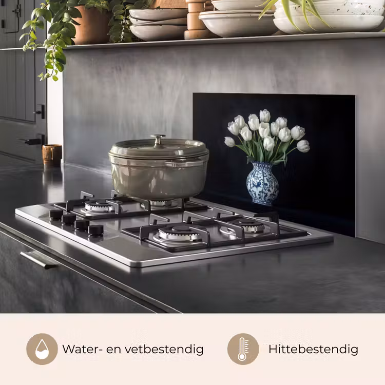 Spatscherm keuken - Wit - Bloemen - Tulpen - Vaas — 2