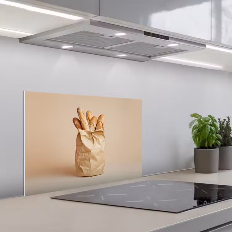 Spatscherm keuken - Baguette - Brood - Stokbrood - Beige — 1