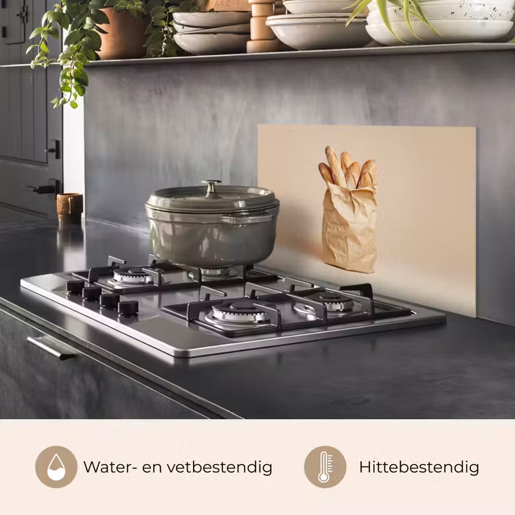 Spatscherm keuken - Baguette - Brood - Stokbrood - Beige — 2