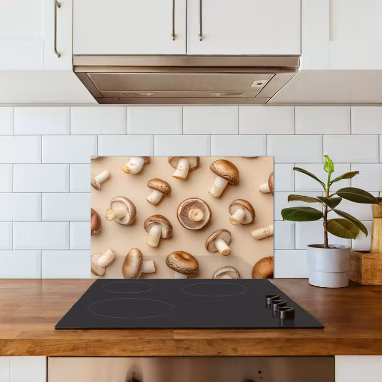 Spatscherm keuken - Kastanje Champignons - Beige — 3