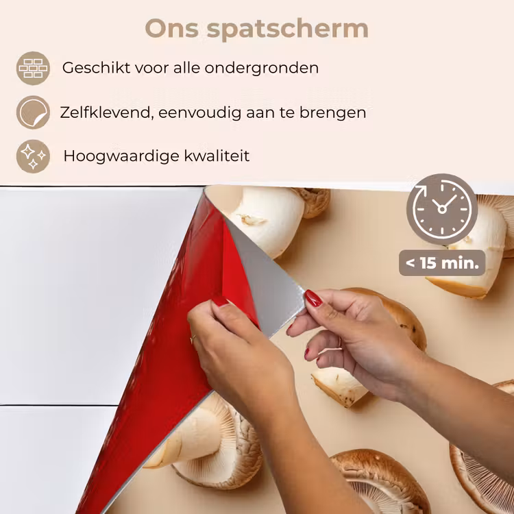 Spatscherm keuken - Kastanje Champignons - Beige — 4