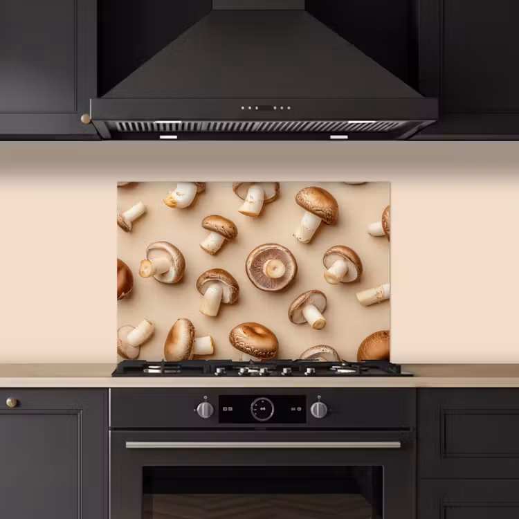 Spatscherm keuken - Kastanje Champignons - Beige — 5