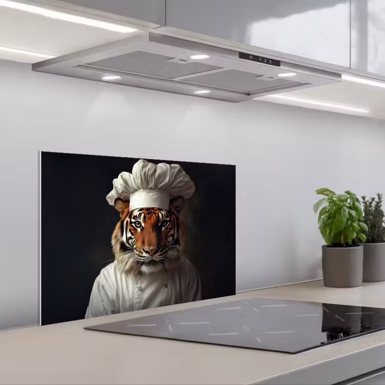 Spatscherm keuken - Tijger - Kokskleding - Bruin — 1