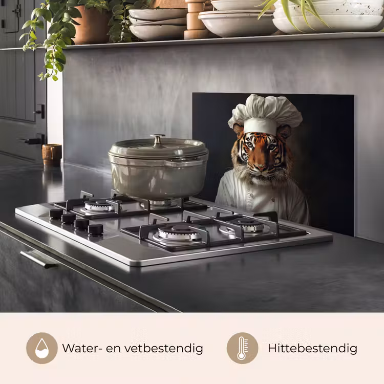 Spatscherm keuken - Tijger - Kokskleding - Bruin — 2