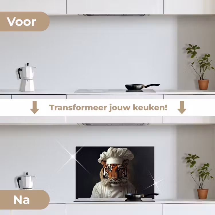 Spatscherm keuken - Tijger - Kokskleding - Bruin — 7