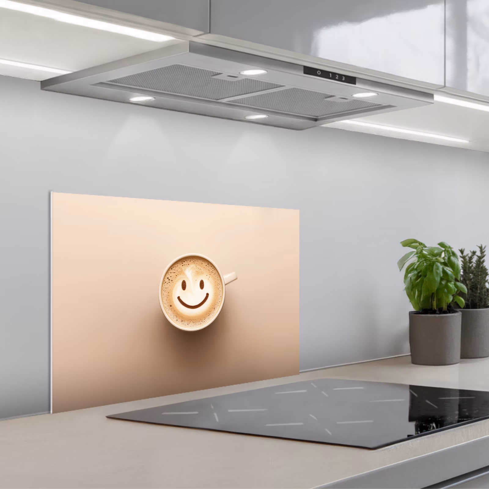 Spatscherm keuken - Koffie - Melkschuim - Lach - Beige — 1