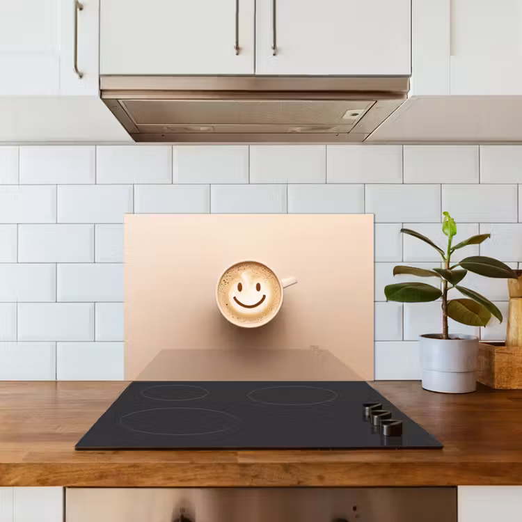 Spatscherm keuken - Koffie - Melkschuim - Lach - Beige — 3