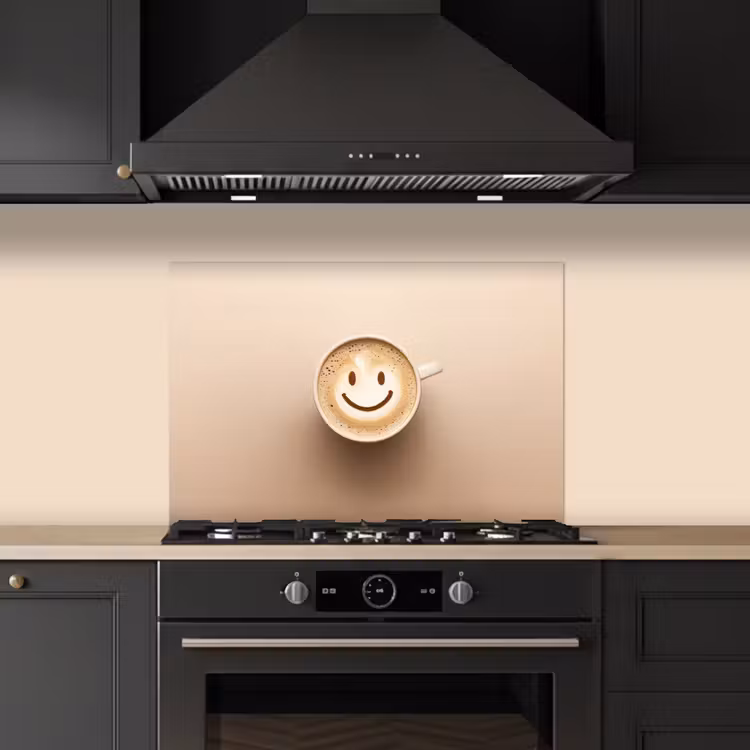 Spatscherm keuken - Koffie - Melkschuim - Lach - Beige — 5