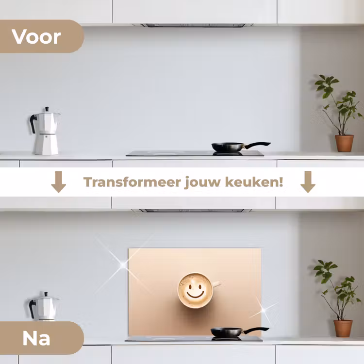 Spatscherm keuken - Koffie - Melkschuim - Lach - Beige — 7