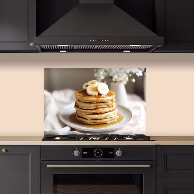 Spatscherm keuken - Pannenkoeken - Banaan - Siroop - Wit - Beige — 5