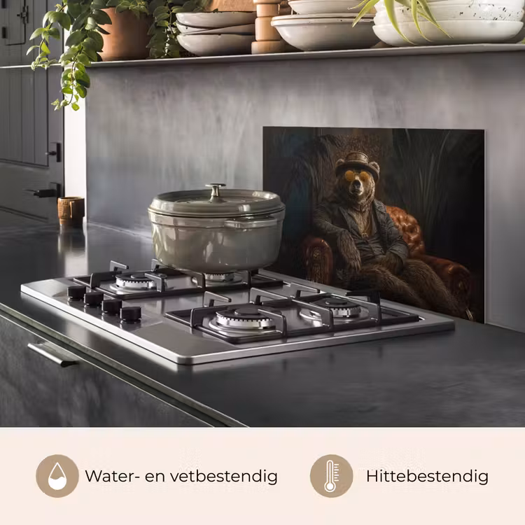 Spatscherm keuken - Beer - Bruin - Pak - Hoed — 2