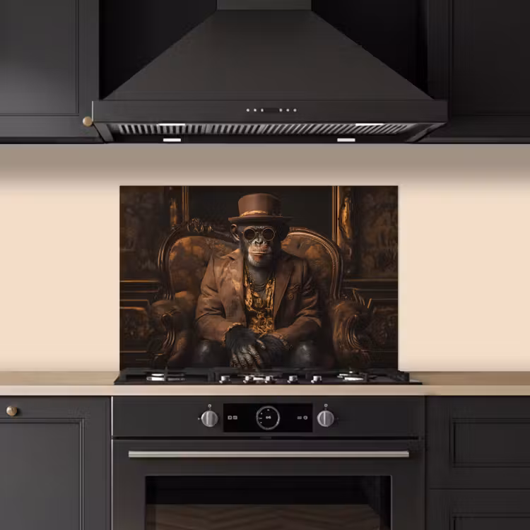 Spatscherm keuken - Chimpansee - Stoel - Pak - Bruin — 5
