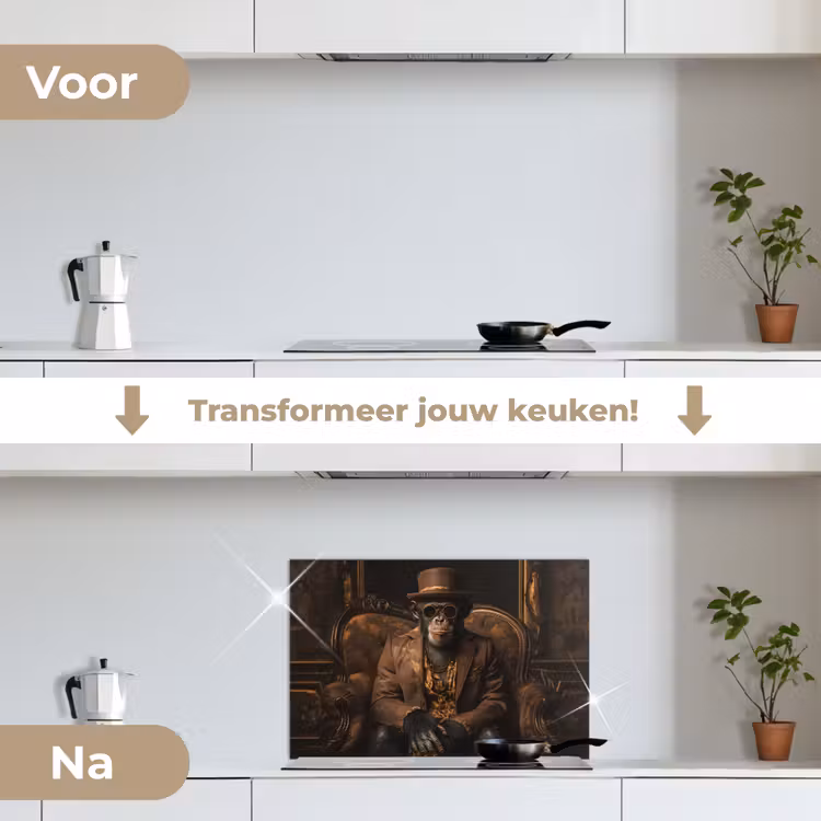 Spatscherm keuken - Chimpansee - Stoel - Pak - Bruin — 7