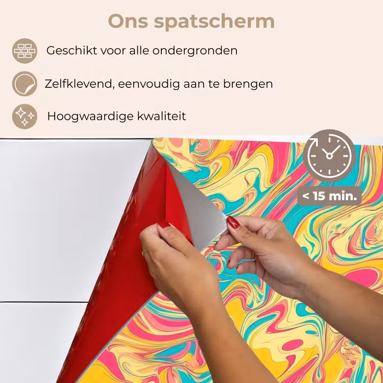 Spatscherm keuken - Geel - Roze - Blauw - Retro — 4