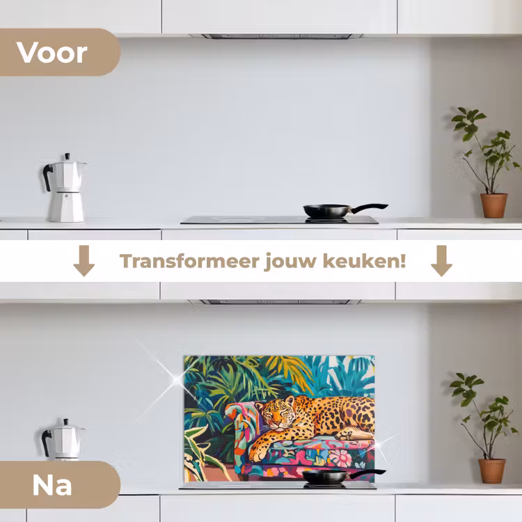 Spatscherm keuken - Luipaard - Kleurrijk - Tropisch — 7
