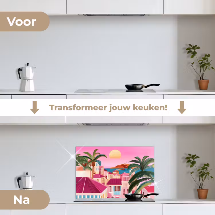 Spatscherm keuken - Stad - Roze - Palmbomen — 7