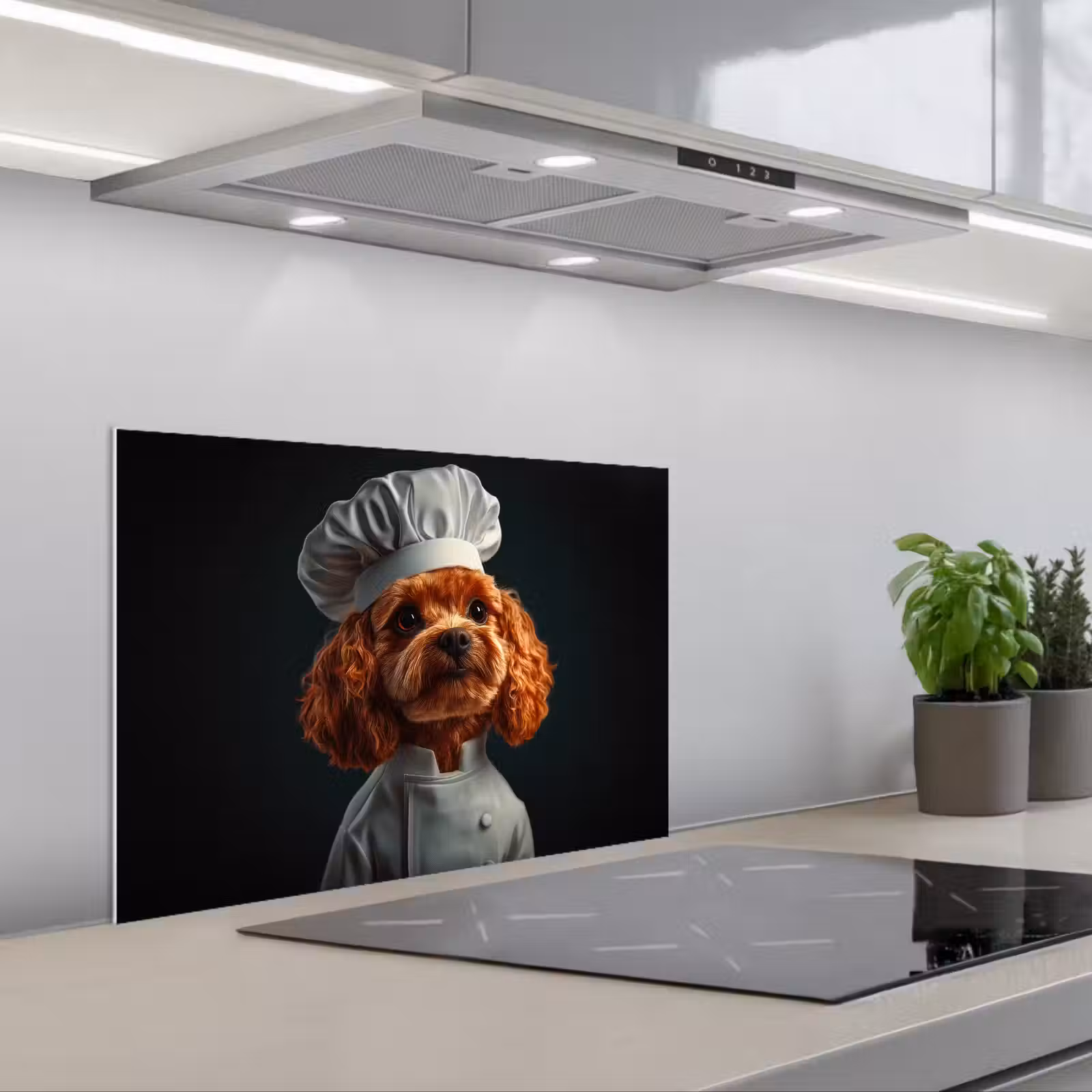 Spatscherm keuken - Bruin - Kok - Hondje — 1