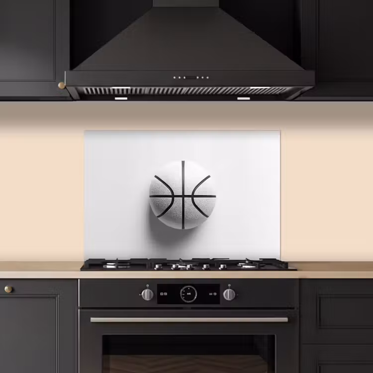Spatscherm keuken - Basketbal - Wit - Schaduw - Lijnen — 5