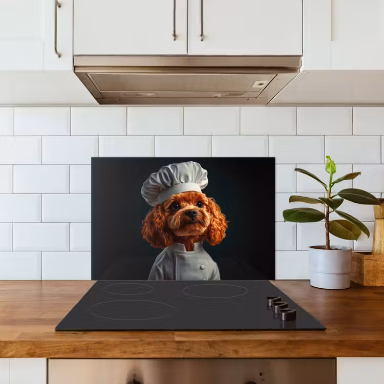 Spatscherm keuken - Bruin - Kok - Hondje — 3