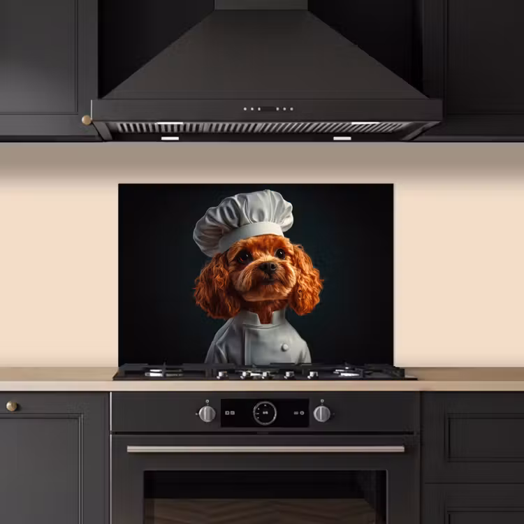 Spatscherm keuken - Bruin - Kok - Hondje — 5
